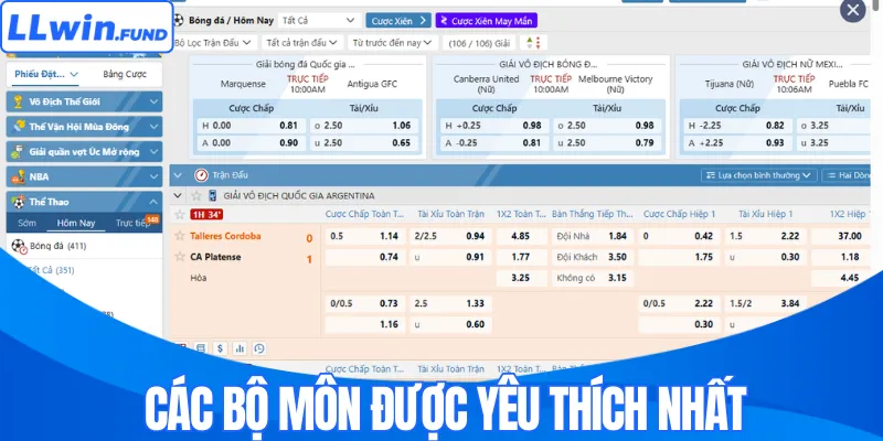 Các bộ môn thể thao LLWIN được yêu thích nhất